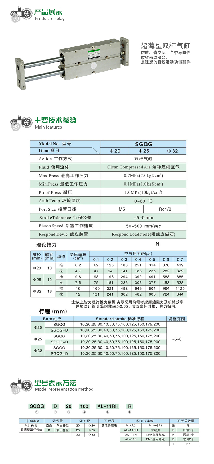 薄型雙桿氣缸