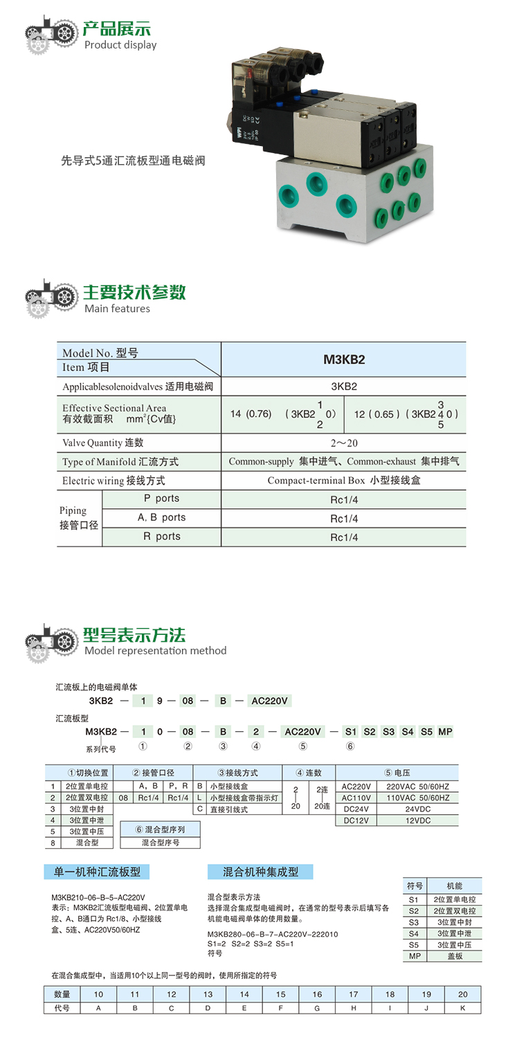 先導(dǎo)式5通匯流板型電磁閥