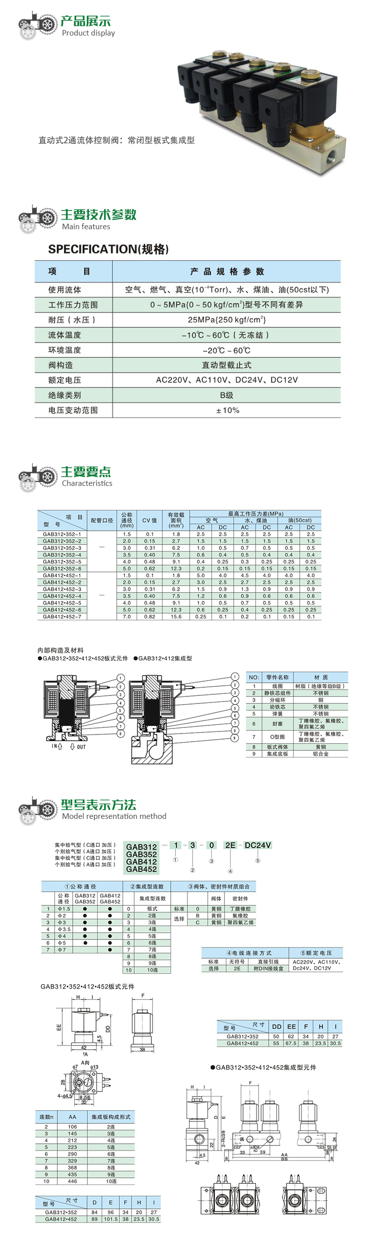 直動式2通流體控制閥